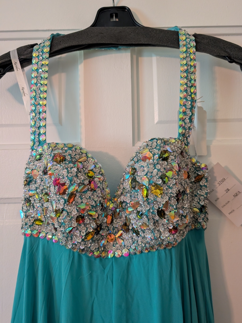 NWT - Karishma - Size 2 - Embellished Turquoise Evening Dress